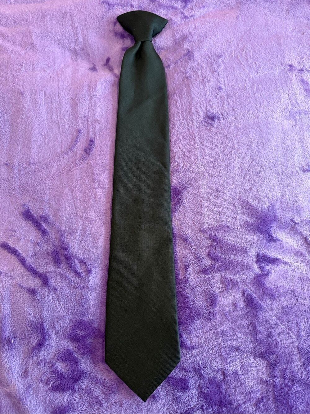 George Black Polyester Clip-On Tie